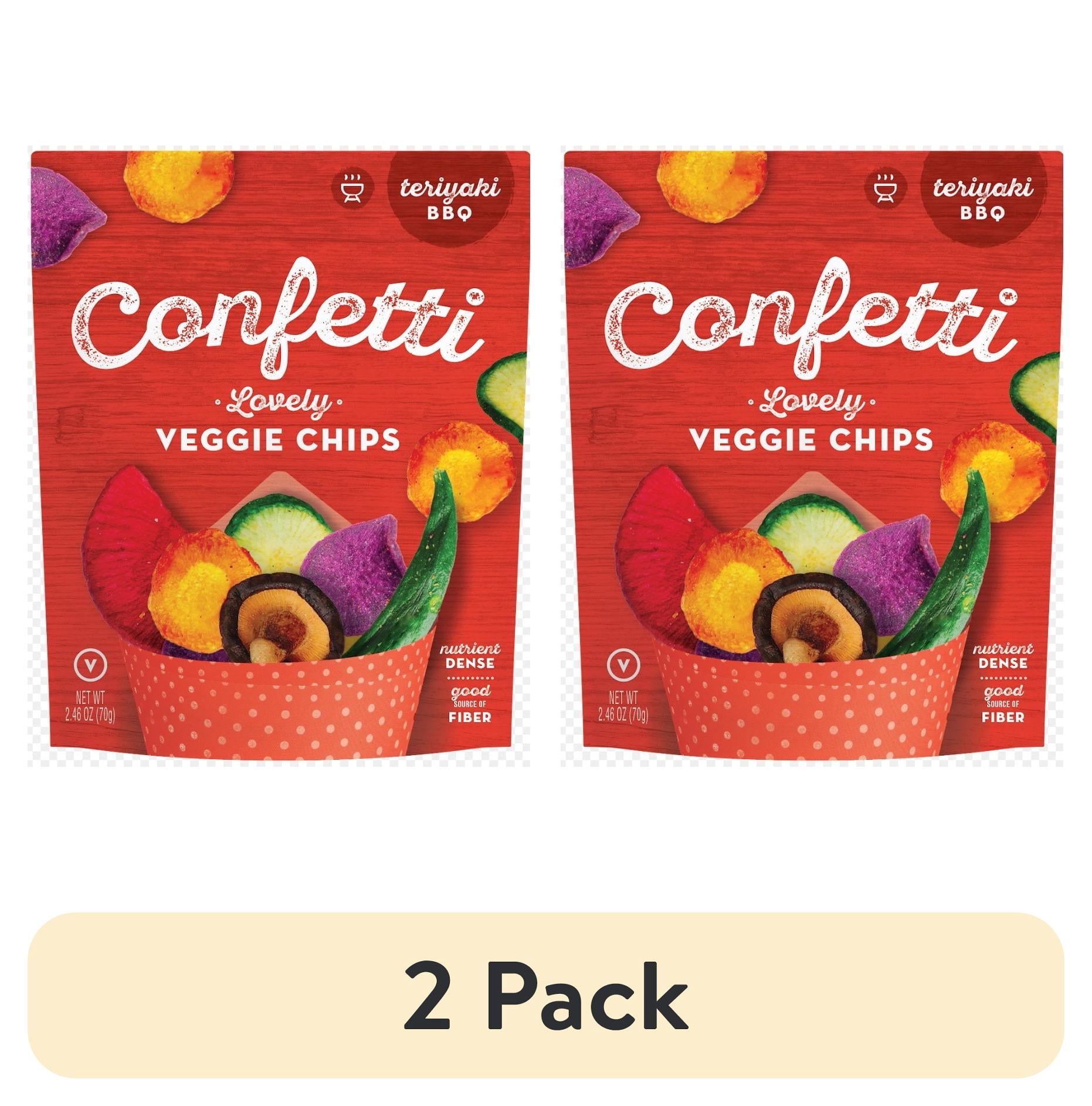(2 pack) Confetti Snacks Lovely Veggie Chips - Teriyaki BBQ Net Wt 2.46oz  7 Servings of Real Veggies