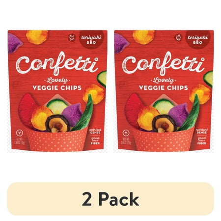 (2 pack) Confetti Snacks Lovely Veggie Chips - Teriyaki BBQ Net Wt 2.46oz 7 Servings of Real Veggies
