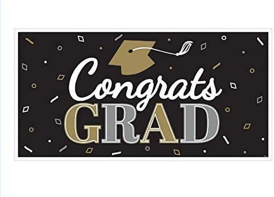 (2 pack) Congrats Grad' Graduation Banner - Large Plastic Horizontal ...
