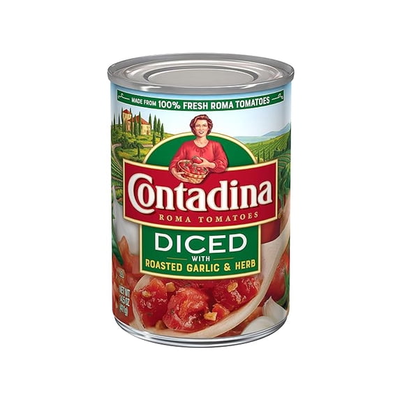 (2 pack) Contadina Diced Fire Roasted Roma Tomatoes With Garlic, 14.5-Ounce Can
