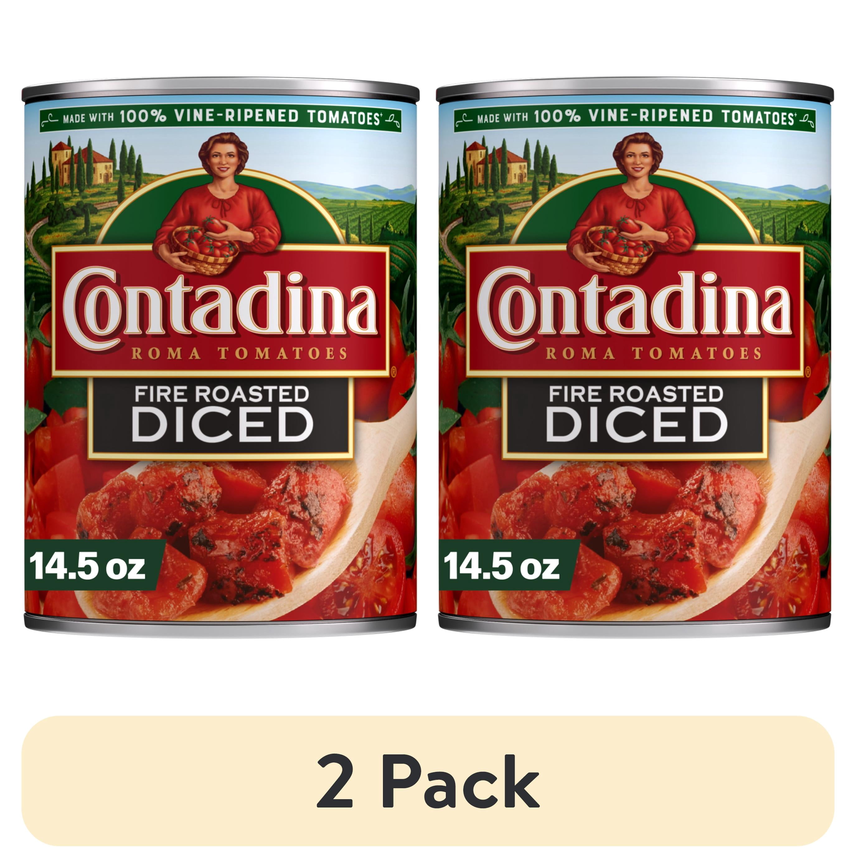 (2 pack) Contadina Fire Roasted Diced Tomatoes, 14.5 oz Can