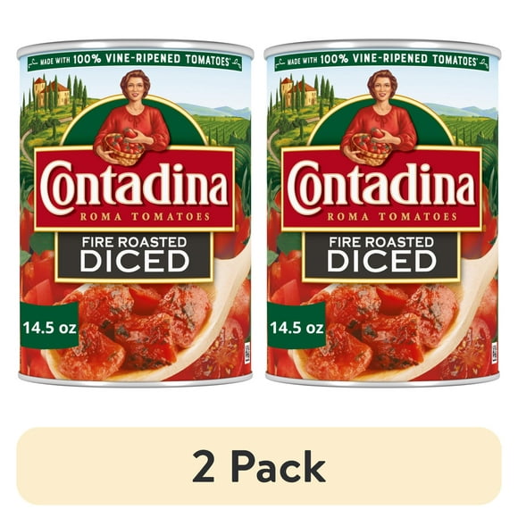 (2 pack) Contadina Fire Roasted Diced Tomatoes, 14.5 oz Can
