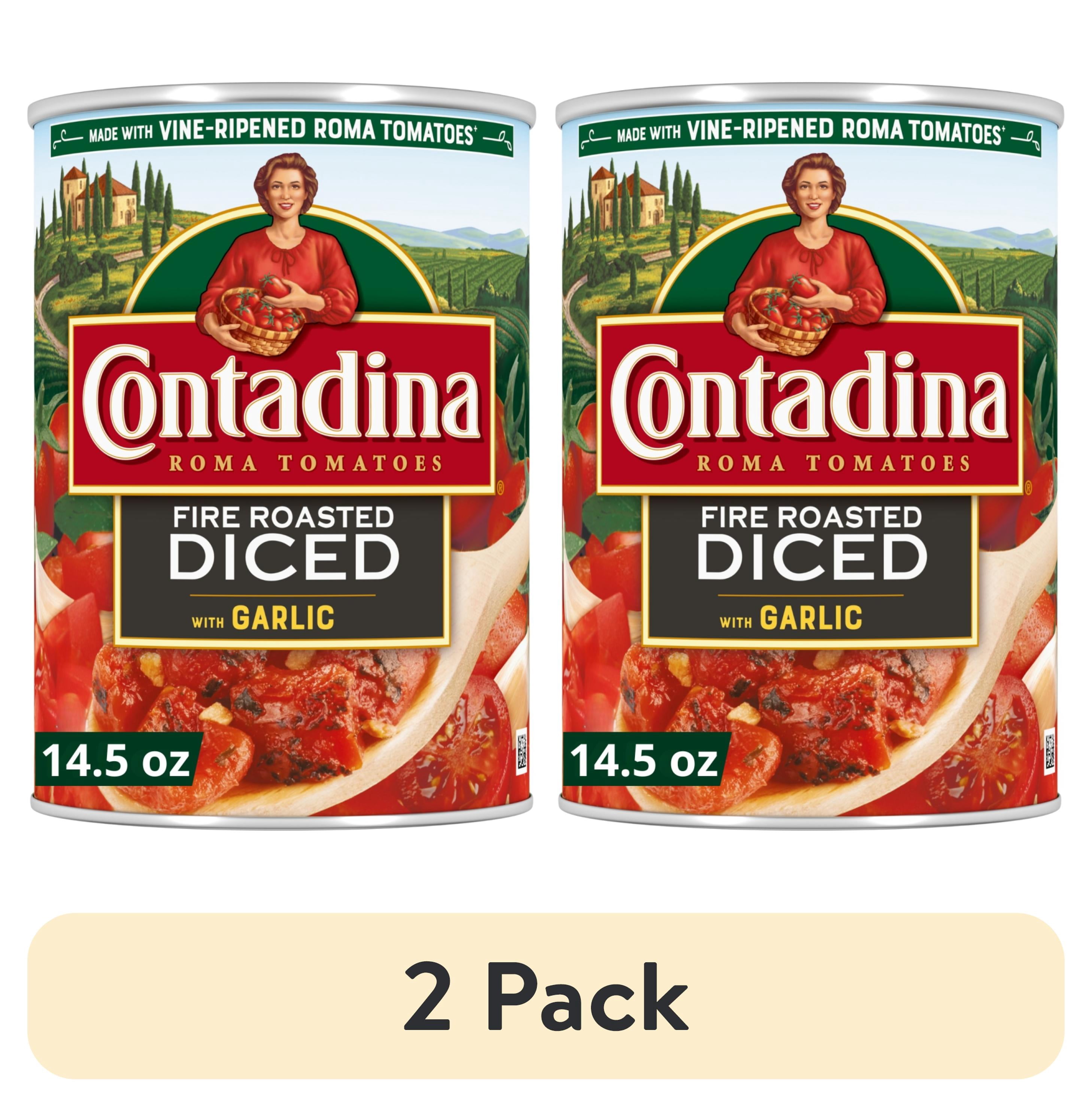 (2 pack) Contadina Fire Roasted Diced Tomatoes with Garlic, 14.5 oz Can