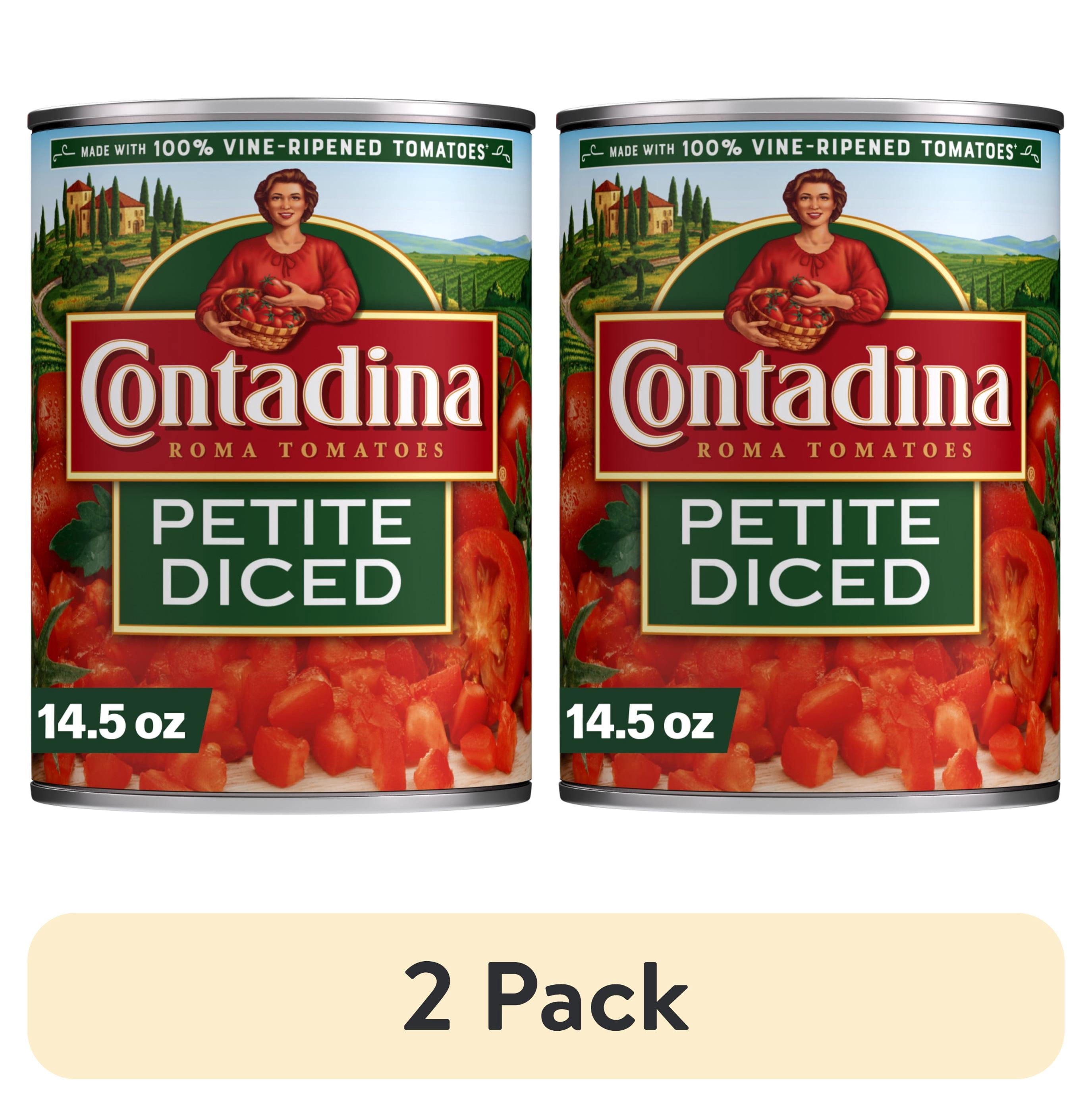(2 pack) Contadina Petite Cut Diced Tomatoes, 14.5 oz Can