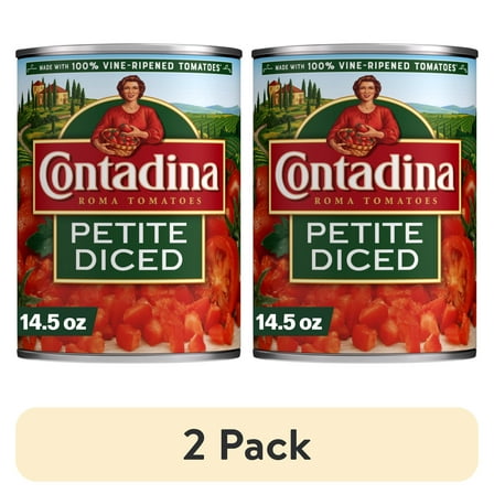 (2 pack) Contadina Petite Cut Diced Tomatoes, 14.5 oz Can