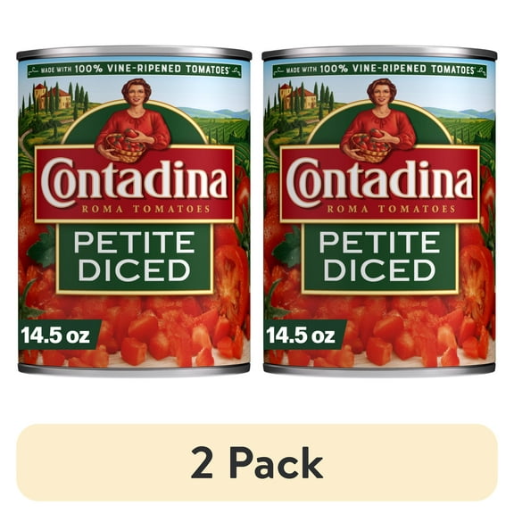 (2 pack) Contadina Petite Cut Diced Tomatoes, 14.5 oz Can