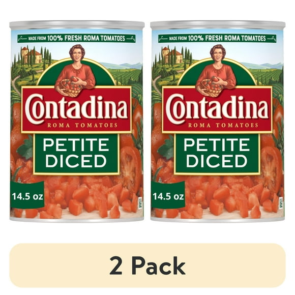 (2 pack) Contadina Petite Cut Diced Tomatoes, 14.5 oz Can