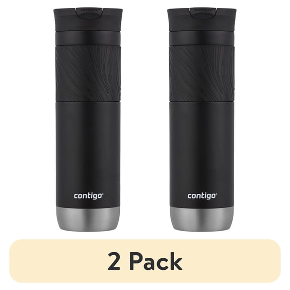 (2 pack) Contigo Byron 2.0 Stainless Steel Travel Mug with SNAPSEAL Lid and Grip in Black, 24 fl oz.