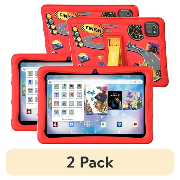 (2 pack) Contixo K103A Kids Tablets, Educational Tablets for Kids with Kid-Proof Tablet Case, 10", Red
