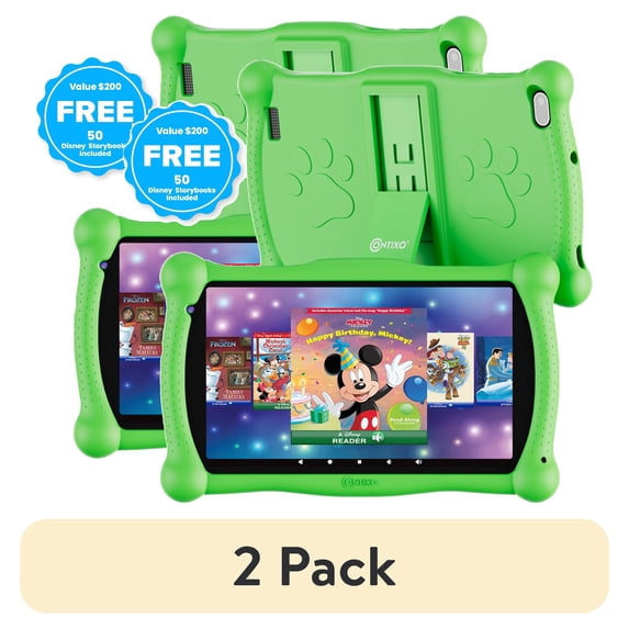 (2 pack) Contixo 8" Kids Tablet, Educational Android Tablet for Kids 3-12, 32GB, Parental Controls, Kid-Proof Case with Kickstand – Green