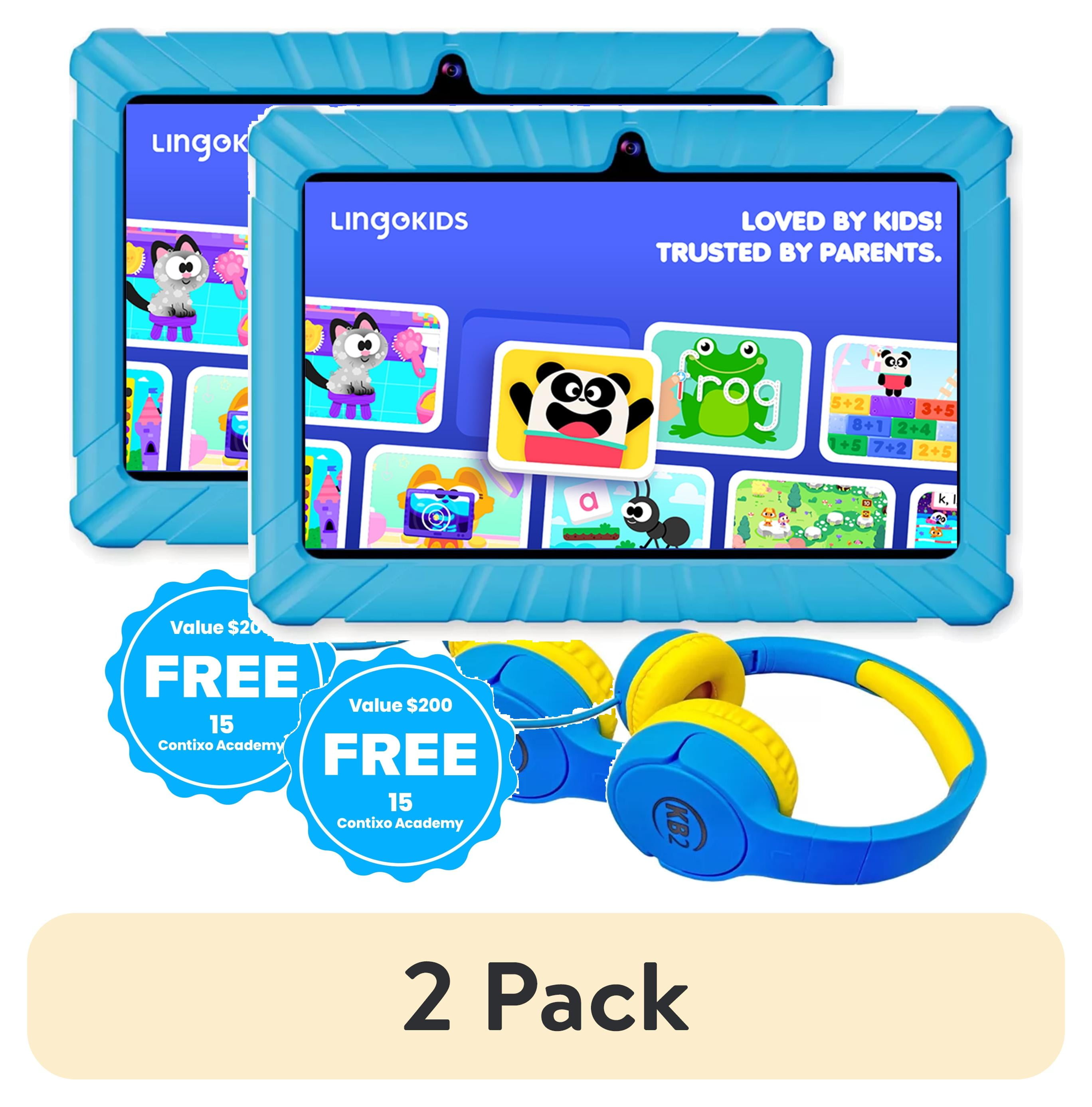 (2 pack) Contixo Kids Tablets Bundle, 7-Inch Educational Android Tablet and Wired Headphones for Kids Ages 3-7, Blue