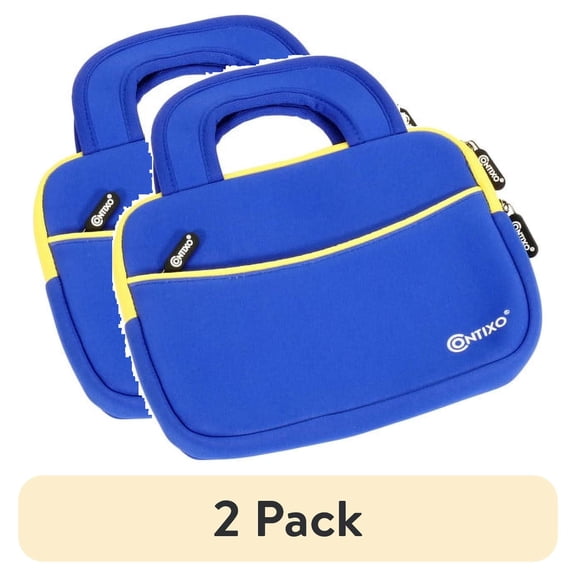 (2 pack) Contixo Tablet Holder Sleeve Bag, Neoprene Protective Tablet Case with Pocket for 7” to 8" Kids Tablets, Blue