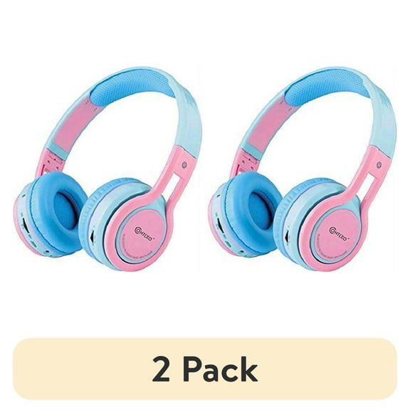 Contixo Kids Bluetooth Headphones, Wireless & Wired, Built-In Mic & SD Music Player, Cushioned Over Ear Design, iPhone, iPad, Android & Gaming Devices - Red