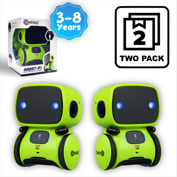 (2 pack) Contixo Robot Toys for Kids, Talking Dancing Interactive Smart Robot Toy Ages 3-8, Kids Robot R1 Mini, Green