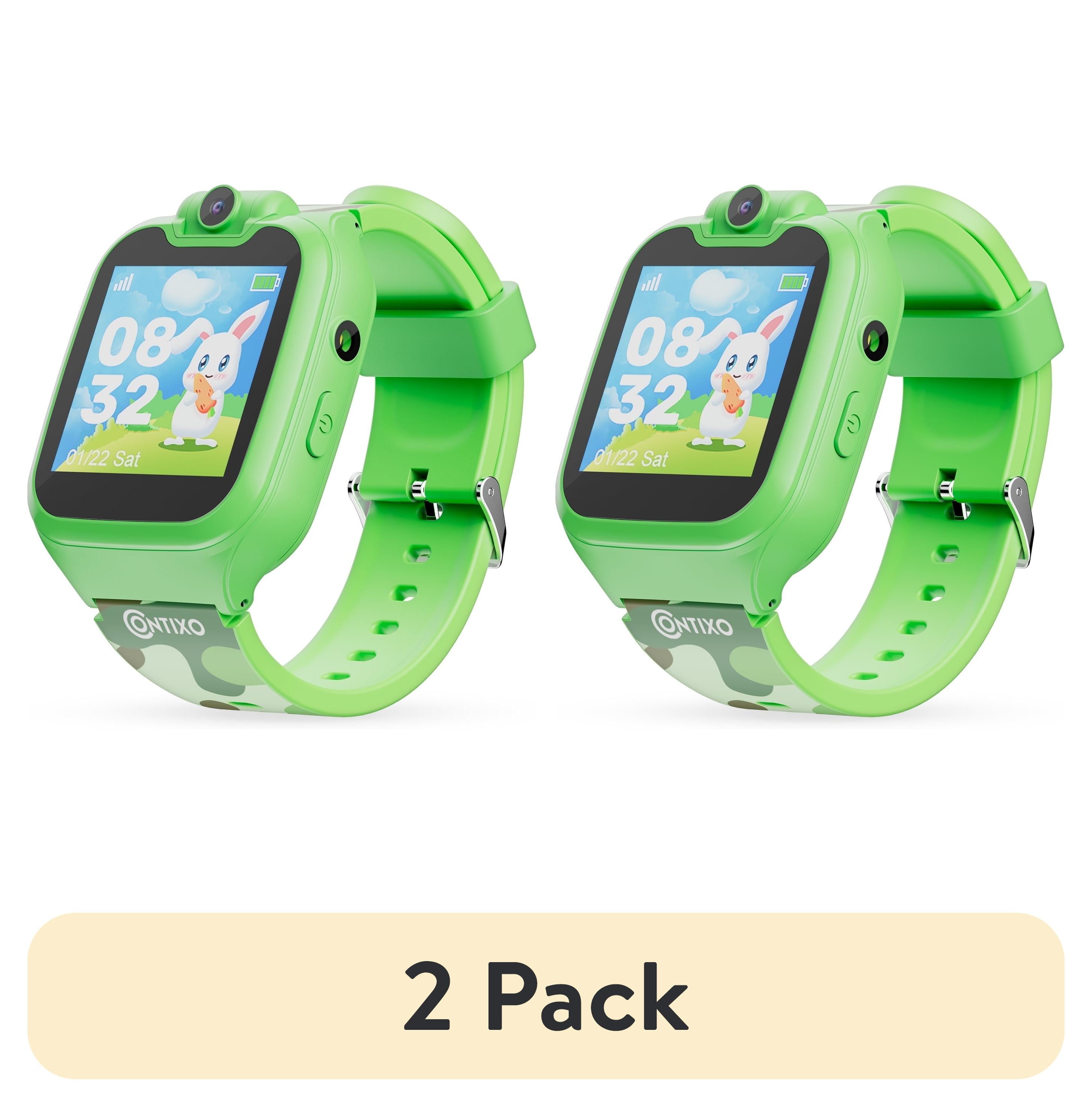 (2 pack) Contixo Kids Smart Watch with 1.54” HD Touch Screen, Kids Watch with 16 Educational Games and Rotating Camera, Green