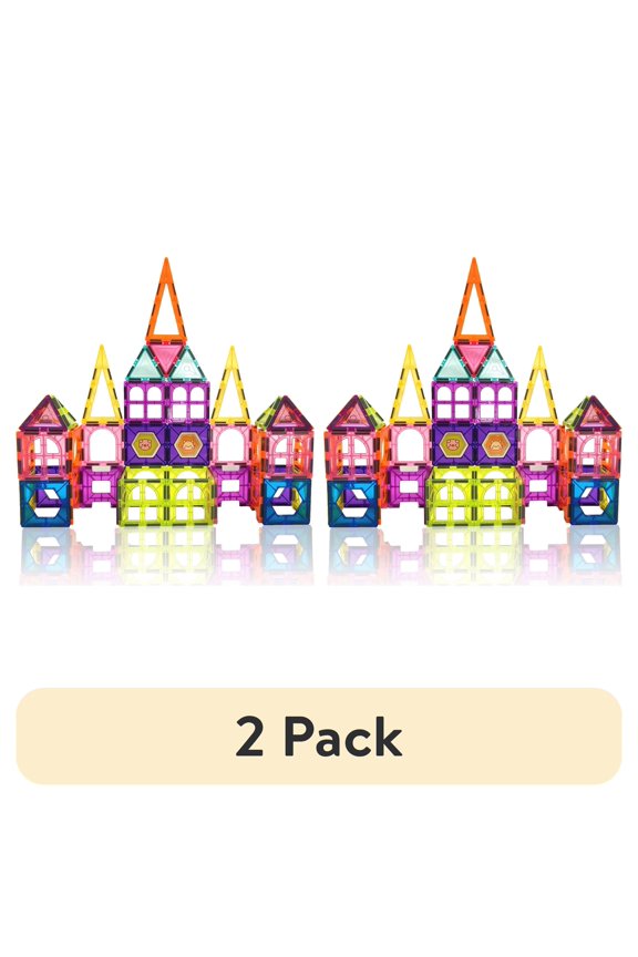 (2 pack) Contixo Magnetic Tiles and Educational Magnetic Building Blocks Set for Ages 3 and Up, 112-Pieces