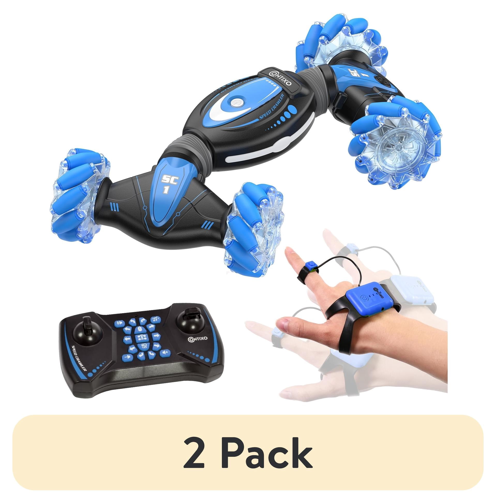 (2 pack) Contixo SC1 Remote Control Cars, Gesture Sensing Stunt Racer RC Car Toy with Wrist Remote, Blue