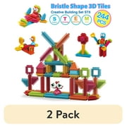 (2 pack) Contixo STEM Bristle Building Blocks for Kids Ages 3-8, Educational & Sensory Toy Building Set, 244 Pcs - Rainbow Colors