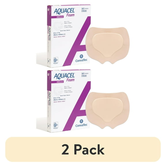 (2 pack) Convatec AQUACEL Foam 8"x7" Sacral Dressing with Silicone Gel Adhesive, 5ct Box, Sterile