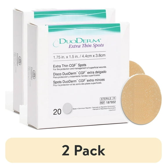 (2 pack) Convatec DuoDERM Extra Thin 1.75"x1.5" Hydrocolloid Sterile Dressing, 20ct Box, Latex-Free