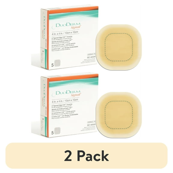 (2 pack) Convatec DuoDERM Signal CGF 4"x4" Hydrocolloid Dressing with Change Indicator, 5ct Box