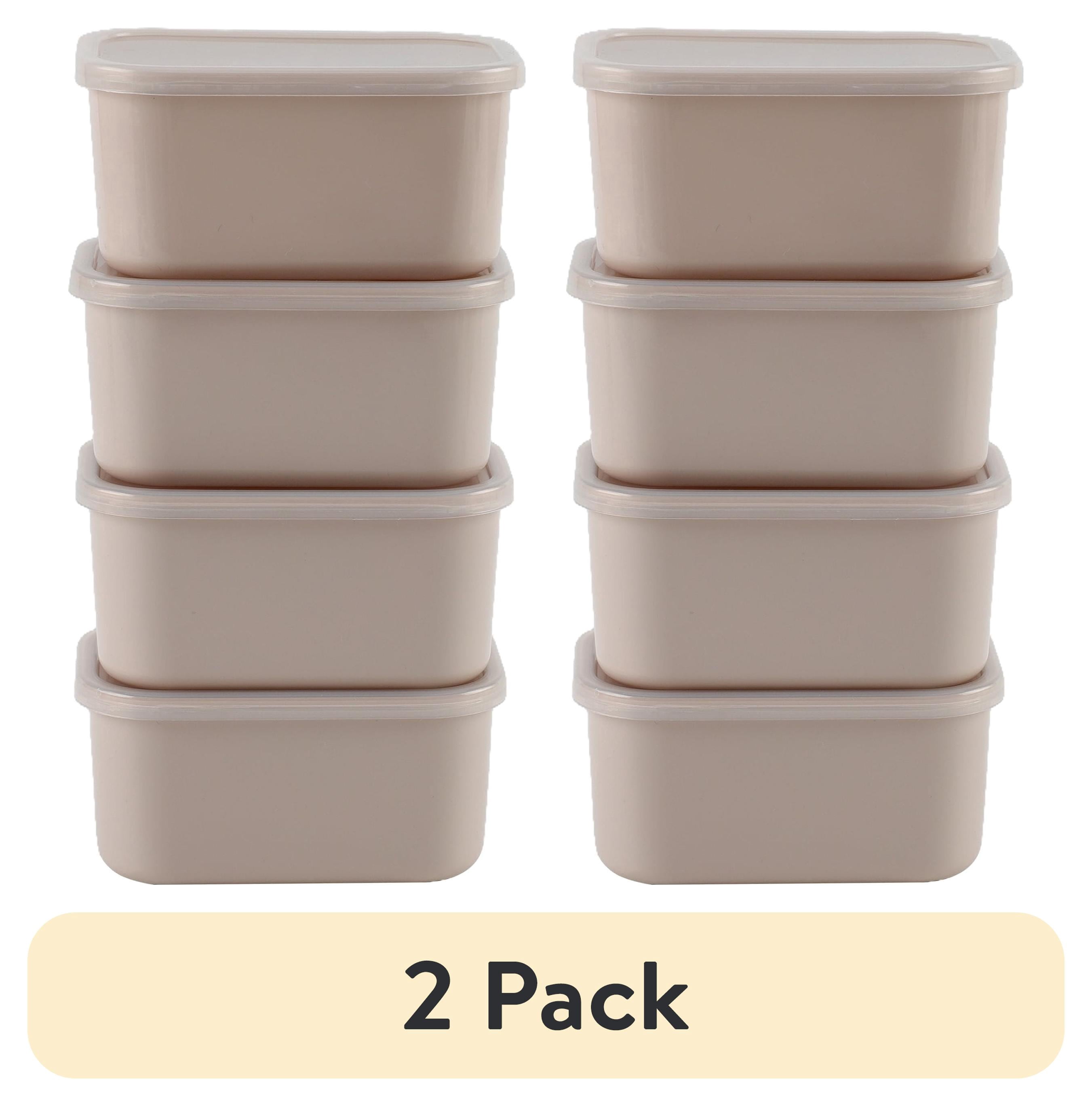 (2 pack) Cook with Color 4 Piece Snackle Box Pods with Lids, Taupe, Portable and Dishwasher Safe, Well Suited for Sauces, Snacks, and Small Lunch Items