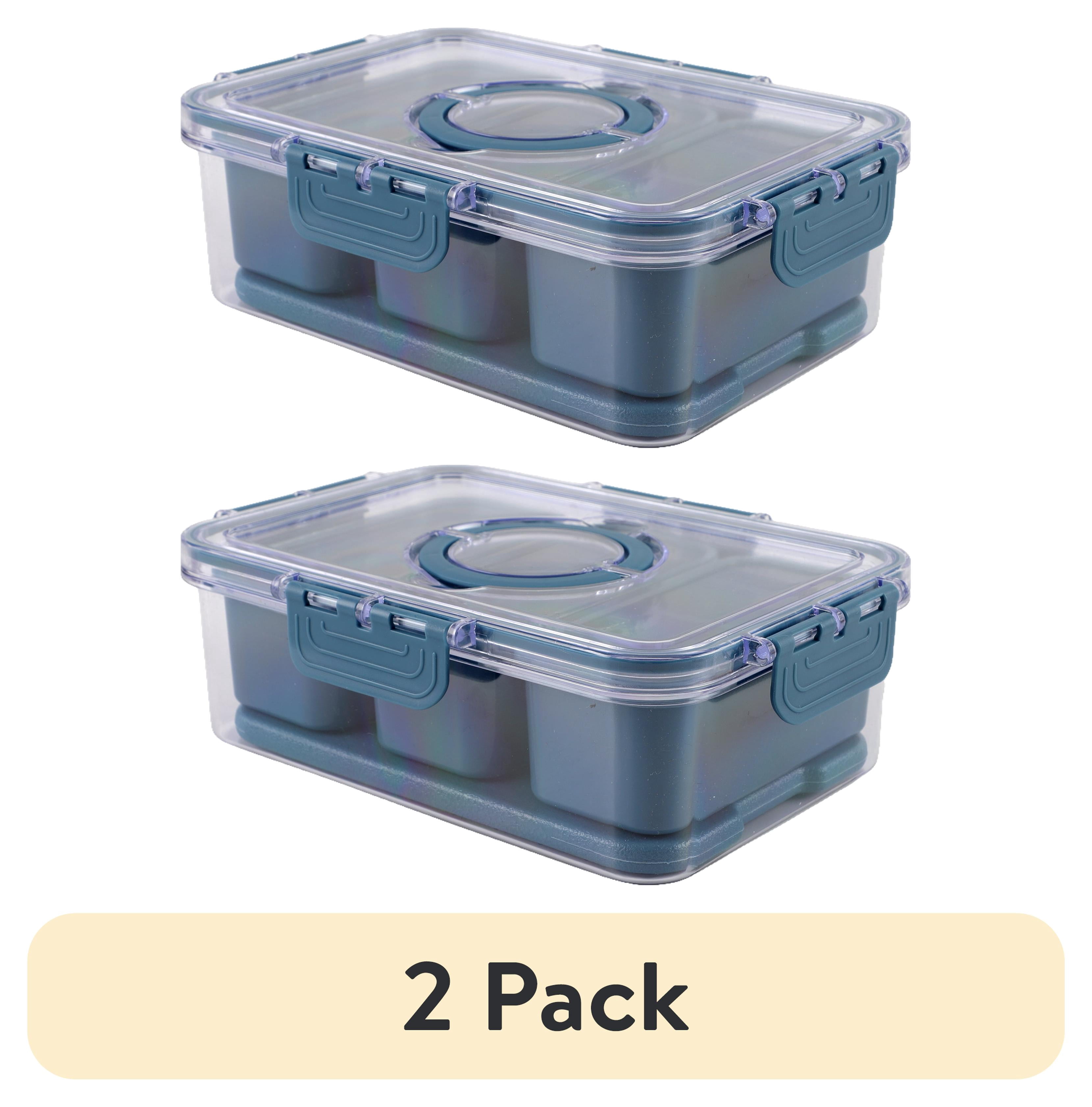 (2 pack) Cook with Color 3-Compartment Snack Box, Blue, with Removable ...