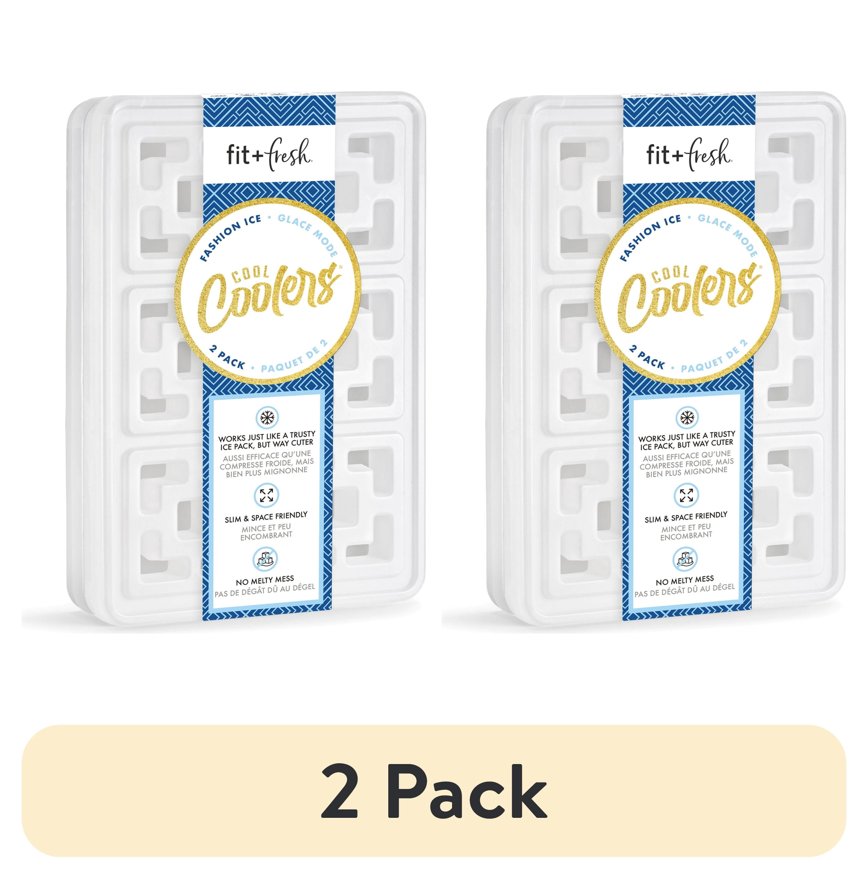 (2 pack) Cool Coolers by Fit + Fresh Slim XL Fashion Ice Packs, Reusable, 2-Pack, White