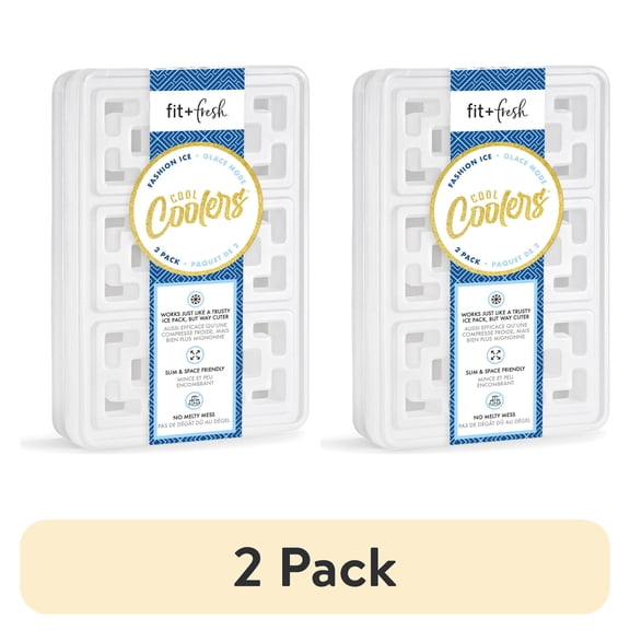 (2 pack) Cool Coolers by Fit + Fresh Slim XL Fashion Ice Packs, Reusable, 2-Pack, White