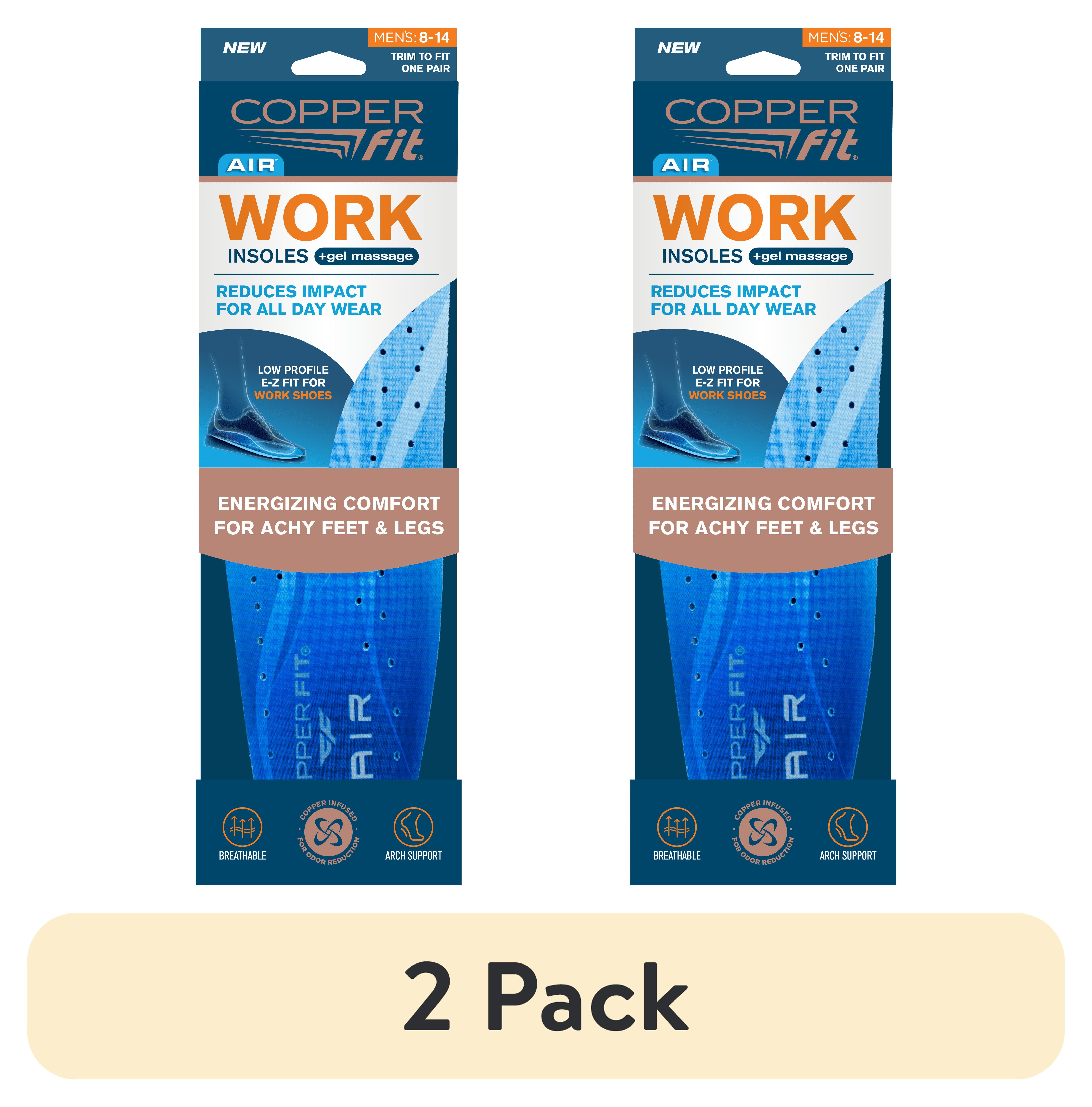 (2 pack) Copper Fit® Anti-Fatigue Work Men's Work Insoles, Ultra Light & Breathable, 8-14