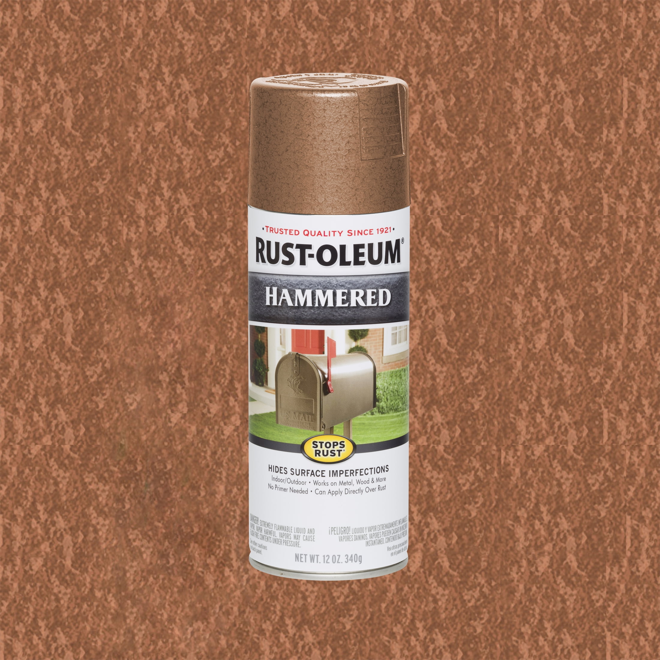 (2 pack) Copper, Rust-Oleum Stops Rust Hammered Spray Paint-210849, 12 oz