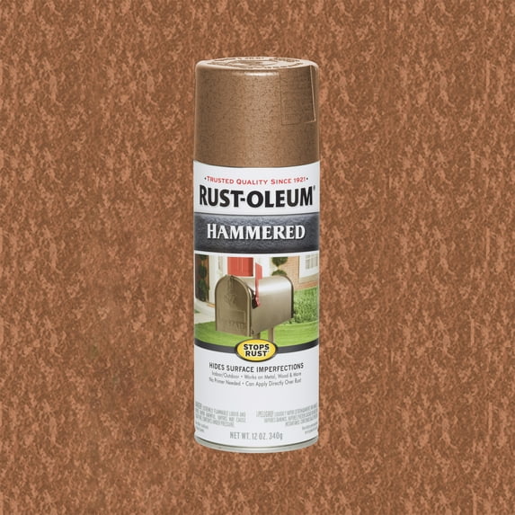 (2 pack) Copper, Rust-Oleum Stops Rust Hammered Spray Paint-210849, 12 oz