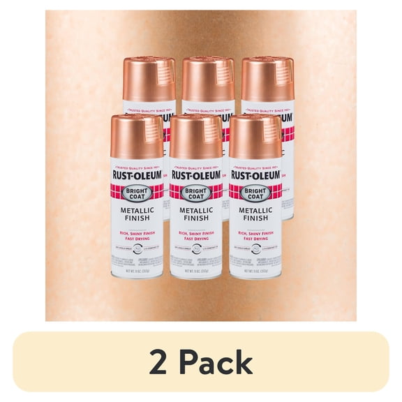 (2 pack) Copper , Rust-Oleum Stops Rust Metallic Protective Enamel Spray Paint, 11 oz, 6 Pack