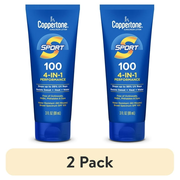 (2 pack) Coppertone Sport Sunscreen Lotion, SPF 100 Sunscreen, 3 fl oz