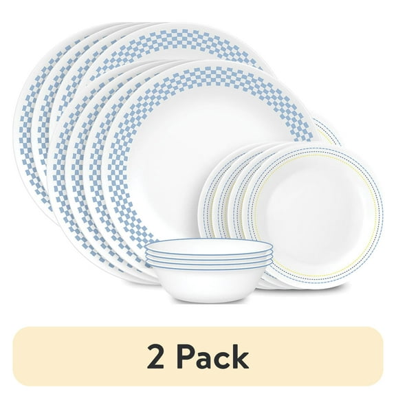 (2 pack) Corelle Amelia 12-Piece Glass Dinnerware Set (Service for 4)
