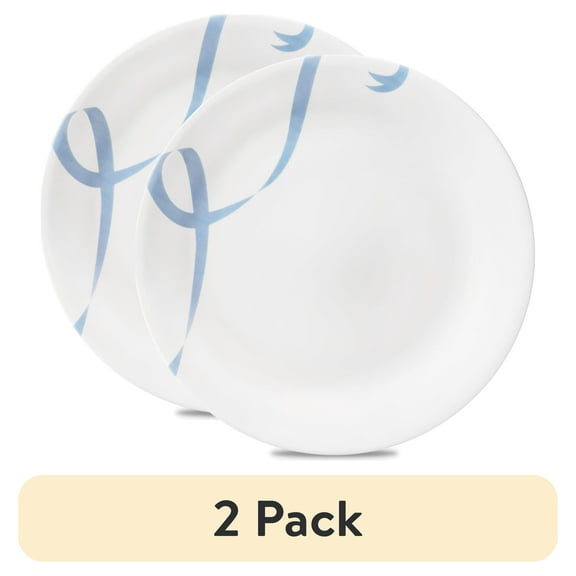 (2 pack) Corelle Blue Ribbons 10.3" Glass Dinner Plate