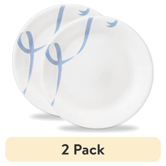 (2 pack) Corelle Blue Ribbons 10.3" Glass Dinner Plate
