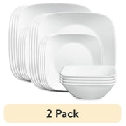 2 pack Corelle - Classic, Pure White Square 12-Piece Dinnerware Set