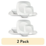 2 pack Corelle - Classic, Pure White Square 12-Piece Dinnerware Set