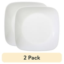 (2 pack) Corelle Pure White Square Dinner Plate, 10.5"