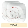 thumbnail image 1 of (2 pack) Corelle Splendor Square 10.5 Inch Glass Dinner Plate, Classic Gray and Red Design, 1 of 7