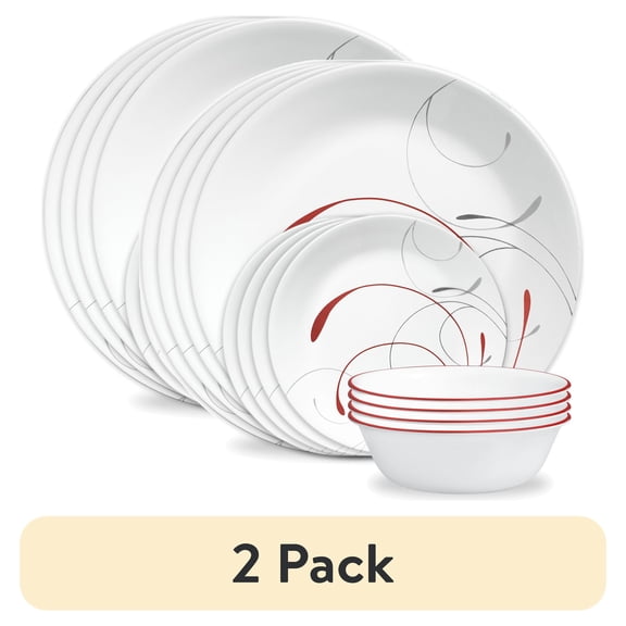 (2 pack) Corelle Splendor 12-Piece Glass Dinnerware Set (Service for 4)