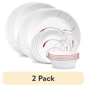 2 pack Corelle Splendor 12-Piece Glass Dinnerware Set Service for 4