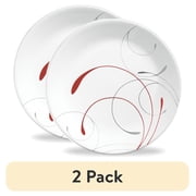 (2 pack) Corelle Splendor, White and Red Round Dinner Plate, 10.25"