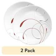 (2 pack) Corelle Splendor, White and Red Round Dinner Plate, 10.25"