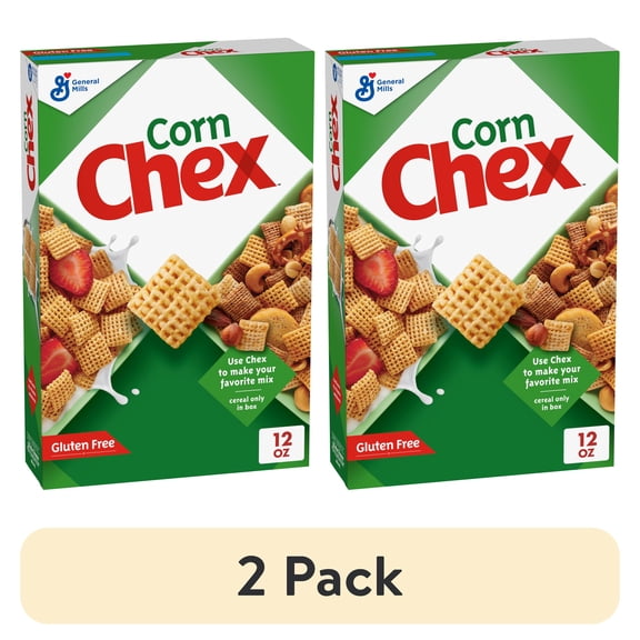 (2 pack) Corn Chex Gluten Free Breakfast Cereal, Homemade Chex Mix Ingredient, 12 oz