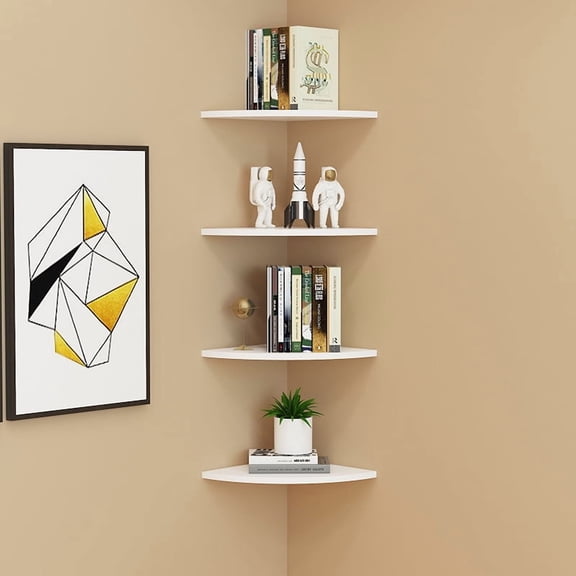 2 pack Corner Floating Shelves , Wall-Mounted Triangle Storage Organizers
