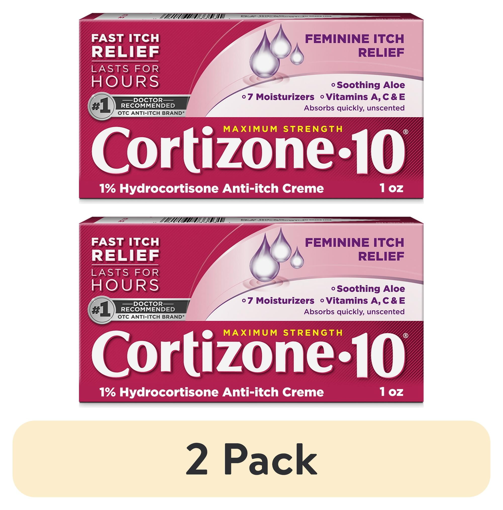 (2 pack) Cortizone-10 Maximum Strength 1% Hydrocortisone Feminine Anti-Itch Cream with Aloe & Vitamins A, C, E 1oz
