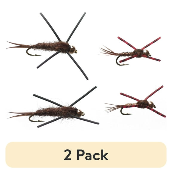 (2 pack) Cortland Fairplay Rubber Legs Nymph Fly Assortment, Size 12, 4 Pack, 709461