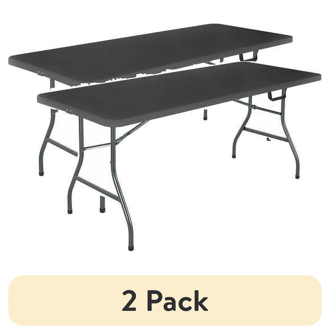 (2 pack) Cosco 6 Foot Premium Folding Table, Black